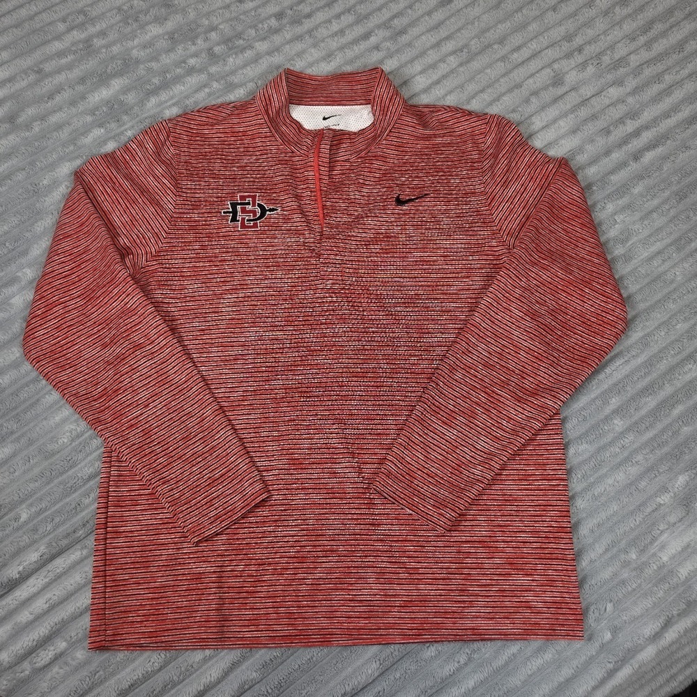 NIKE San Diego State University Aztecs Stripped long sleeve  1/4 Zip Pull over L